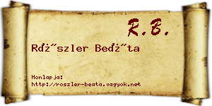 Röszler Beáta névjegykártya